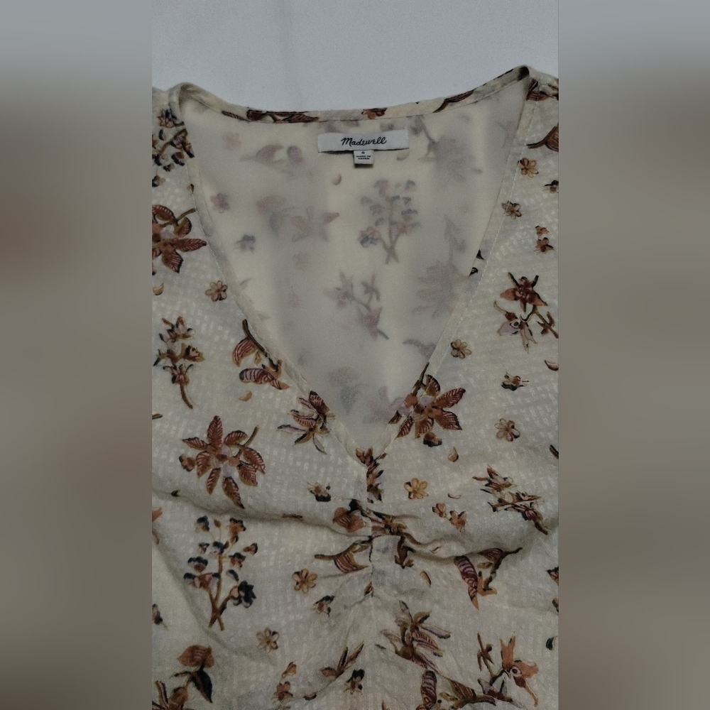 Madewell Cream Floral Blouse (0) - Picture 6 of 9